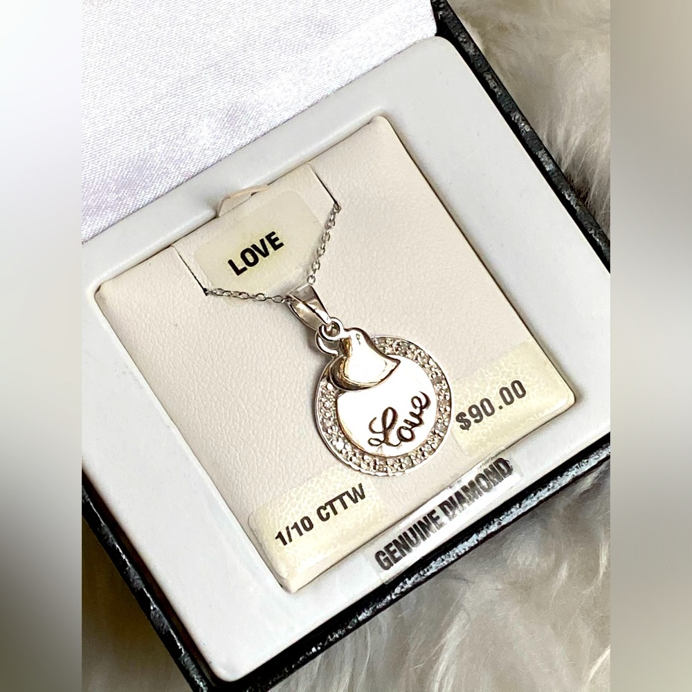 Necklace Silver with Genuine Diamonds 1/10 CTTW